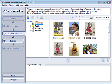 figure : écran Sélection des images pour Calendrier