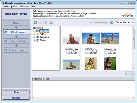 figure : écran Sélection des images pour Impression photo