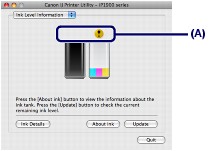 gambar:Ikon tinta sedikit pada kotak dialog Canon IJ Printer Utility