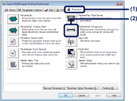 gambar:Tab perawatan kotak dialog properti pencetak