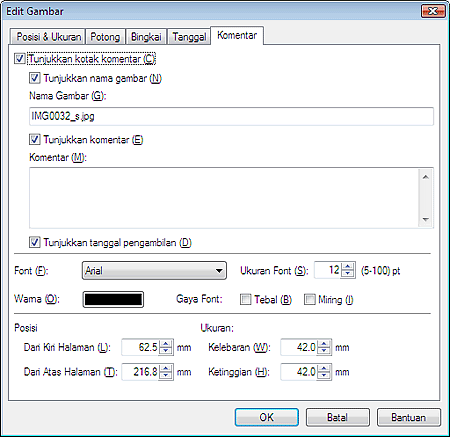gambar: Kotak dialog Edit Gambar tab Komentar